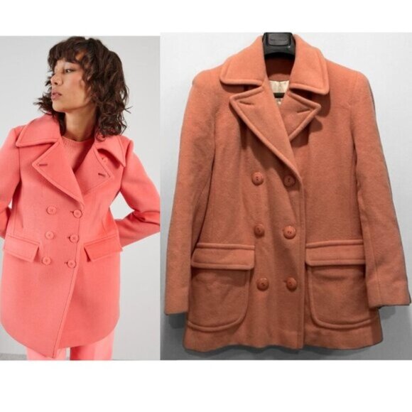 Laura pink Mohair Double Breasted Coat size large - Picture 1 of 14